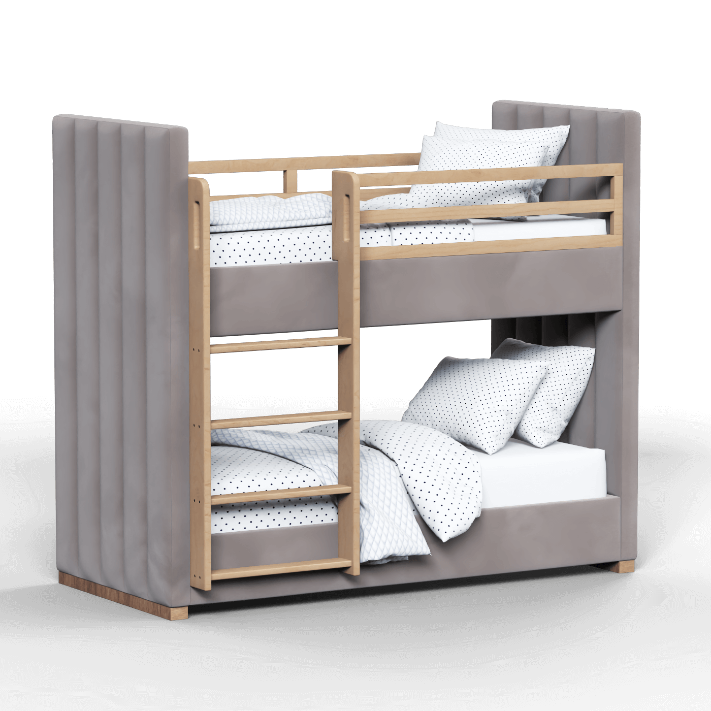 Paolo Bunk Bed with Soft Upholstery and Beechwood Accents