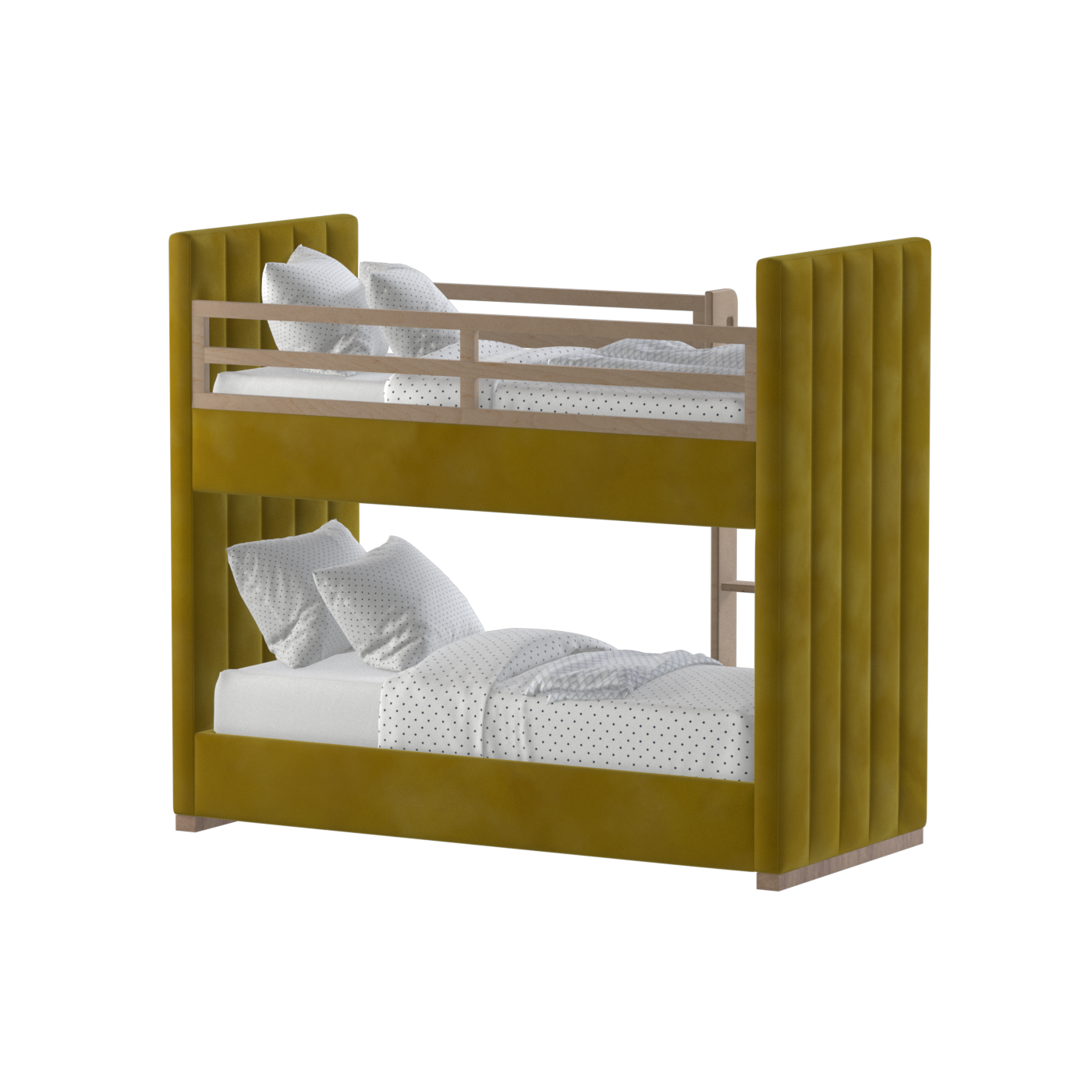 Paolo Bunk Bed with Soft Upholstery and Beechwood Accents
