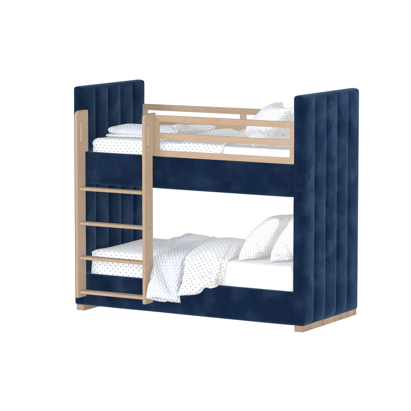 Paolo Bunk Bed with Soft Upholstery and Beechwood Accents