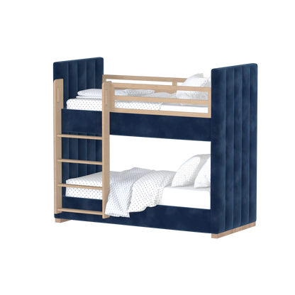 Paolo Bunk Bed with Soft Upholstery and Beechwood Accents