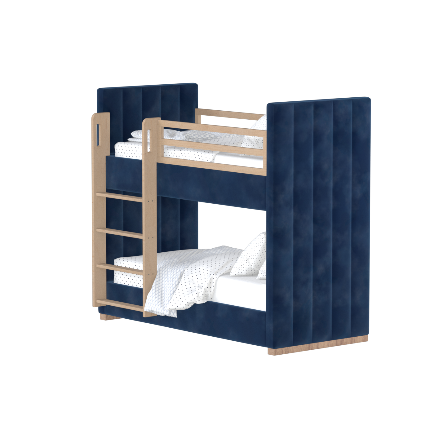 Paolo Bunk Bed with Soft Upholstery and Beechwood Accents