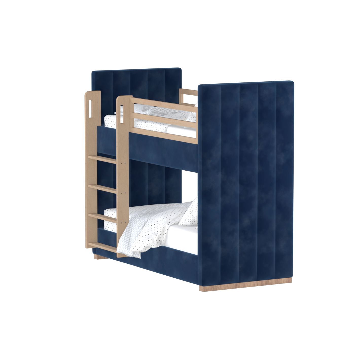 Paolo Bunk Bed with Soft Upholstery and Beechwood Accents