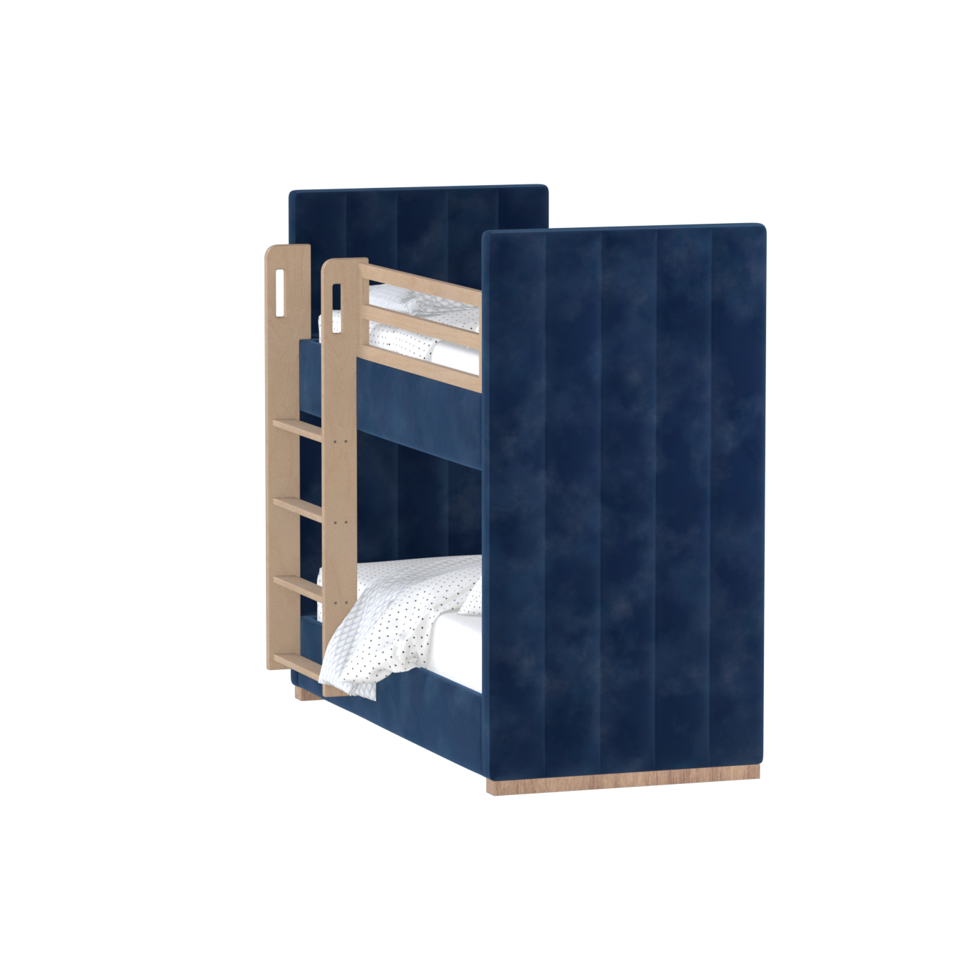 Paolo Bunk Bed with Soft Upholstery and Beechwood Accents