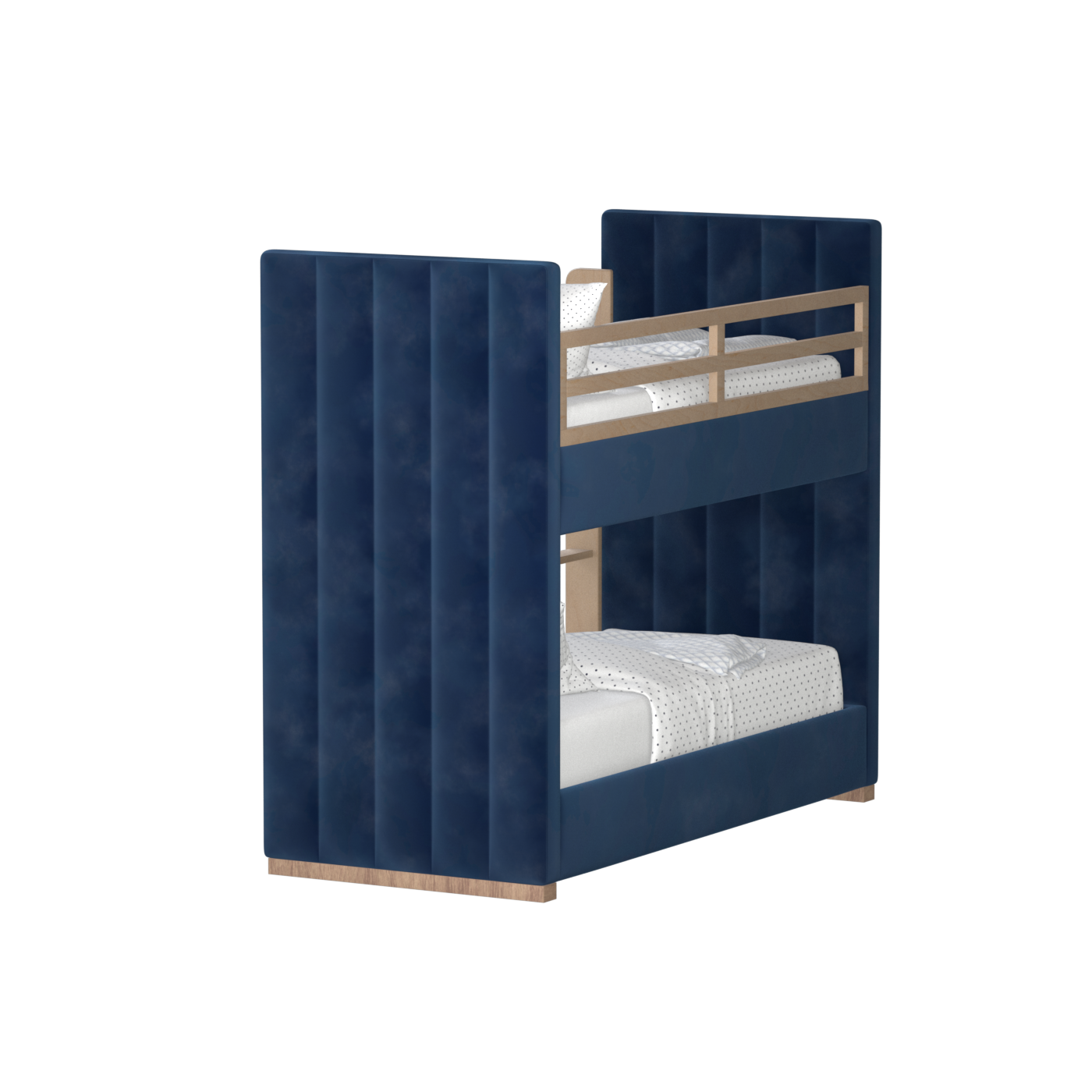 Paolo Bunk Bed with Soft Upholstery and Beechwood Accents