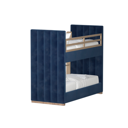 Paolo Bunk Bed with Soft Upholstery and Beechwood Accents