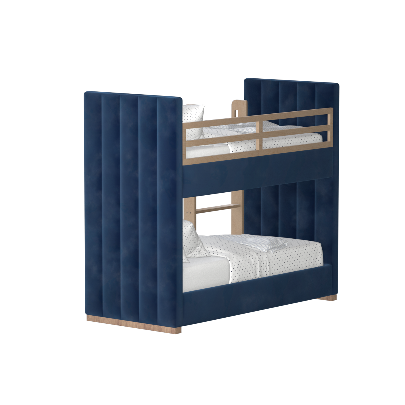 Paolo Bunk Bed with Soft Upholstery and Beechwood Accents
