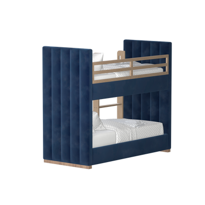Paolo Bunk Bed with Soft Upholstery and Beechwood Accents