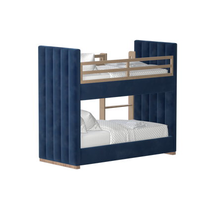 Paolo Bunk Bed with Soft Upholstery and Beechwood Accents