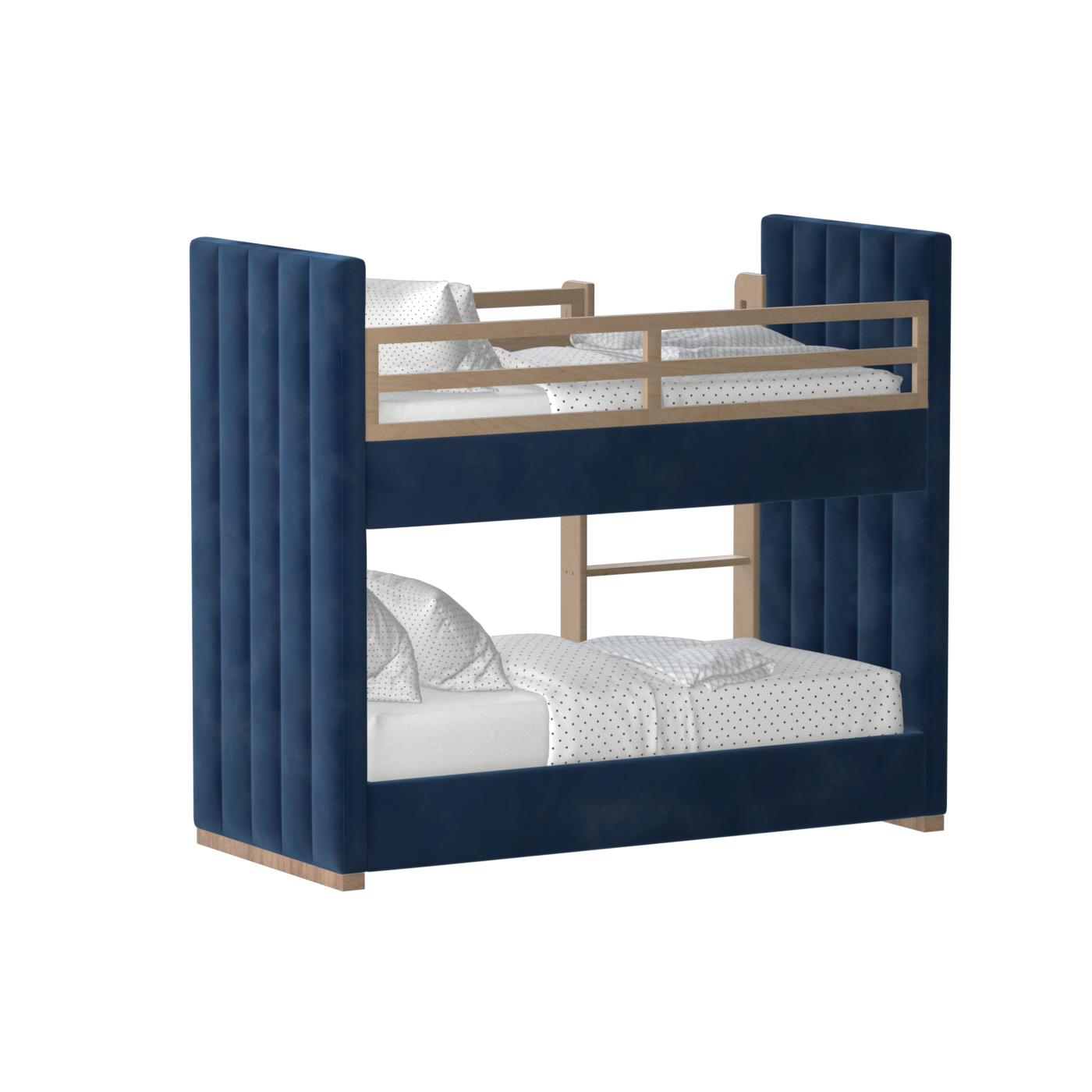 Paolo Bunk Bed with Soft Upholstery and Beechwood Accents