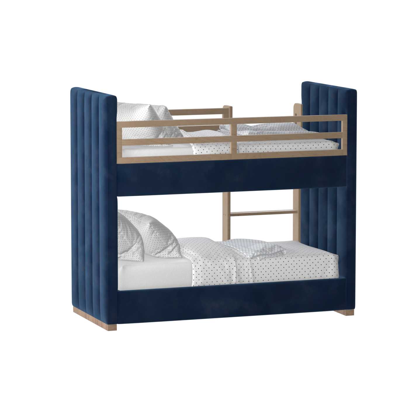 Paolo Bunk Bed with Soft Upholstery and Beechwood Accents