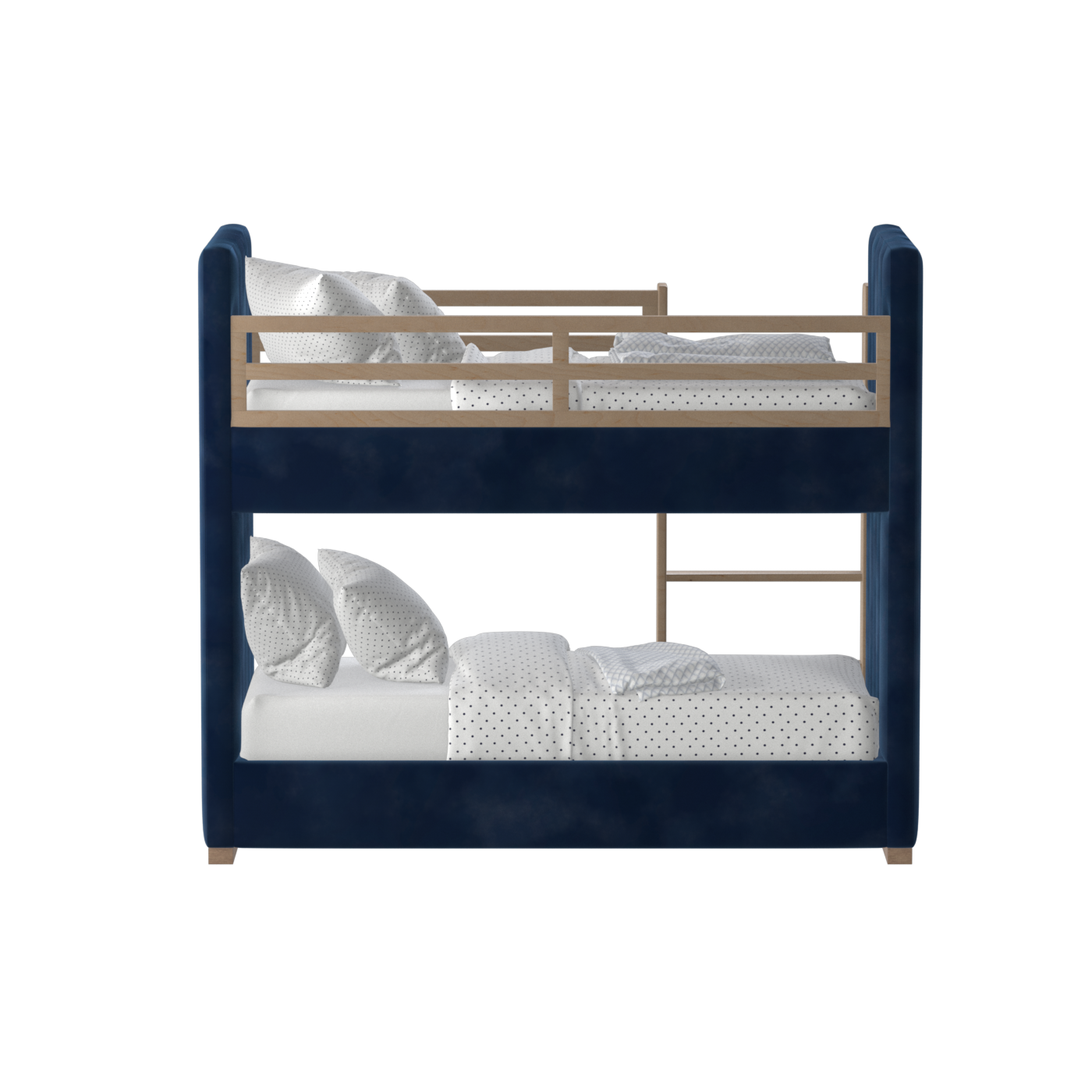 Paolo Bunk Bed with Soft Upholstery and Beechwood Accents
