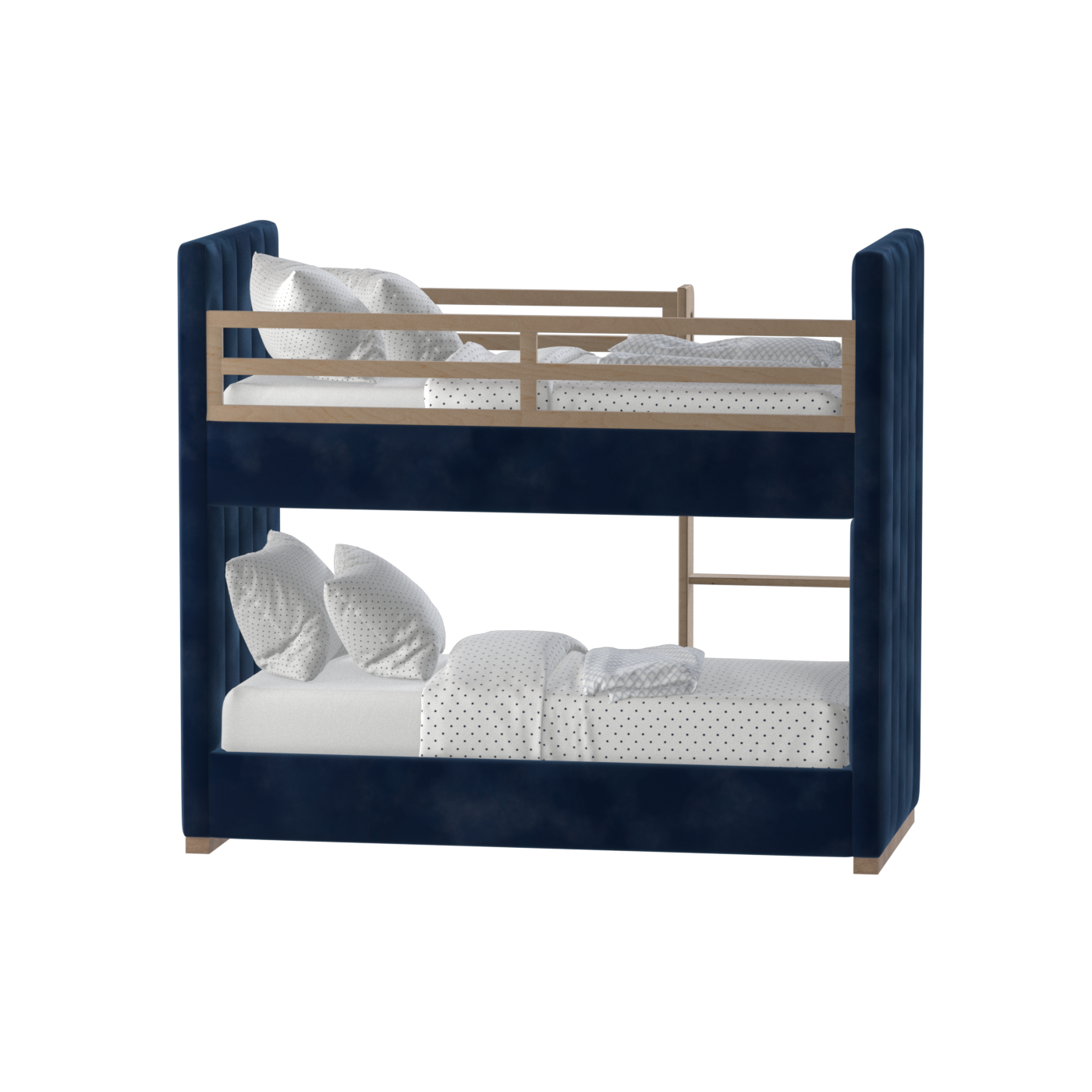 Paolo Bunk Bed with Soft Upholstery and Beechwood Accents