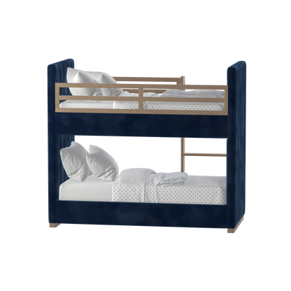 Paolo Bunk Bed with Soft Upholstery and Beechwood Accents