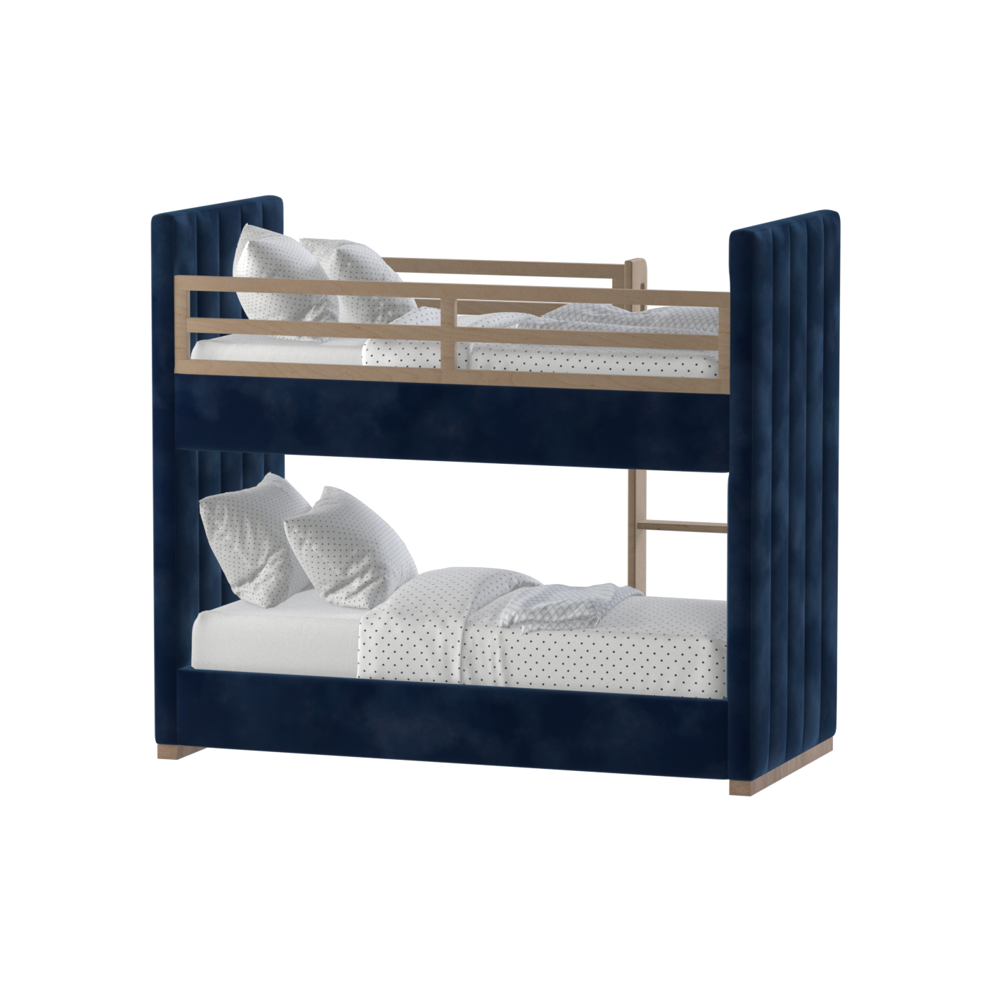 Paolo Bunk Bed with Soft Upholstery and Beechwood Accents