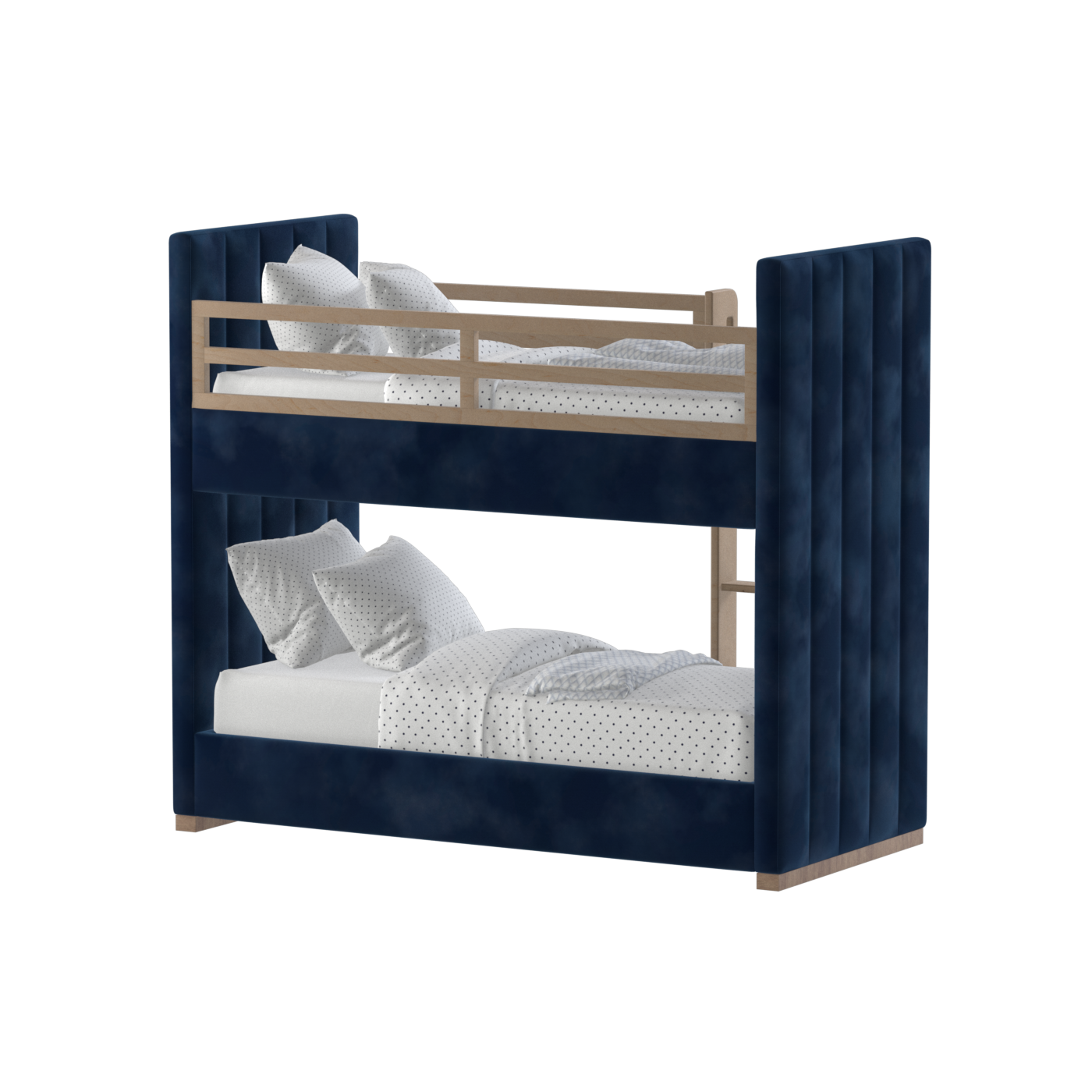 Paolo Bunk Bed with Soft Upholstery and Beechwood Accents