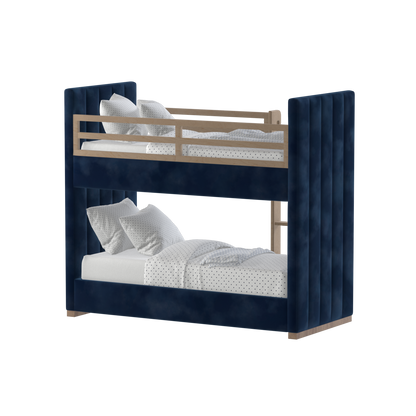 Paolo Bunk Bed with Soft Upholstery and Beechwood Accents