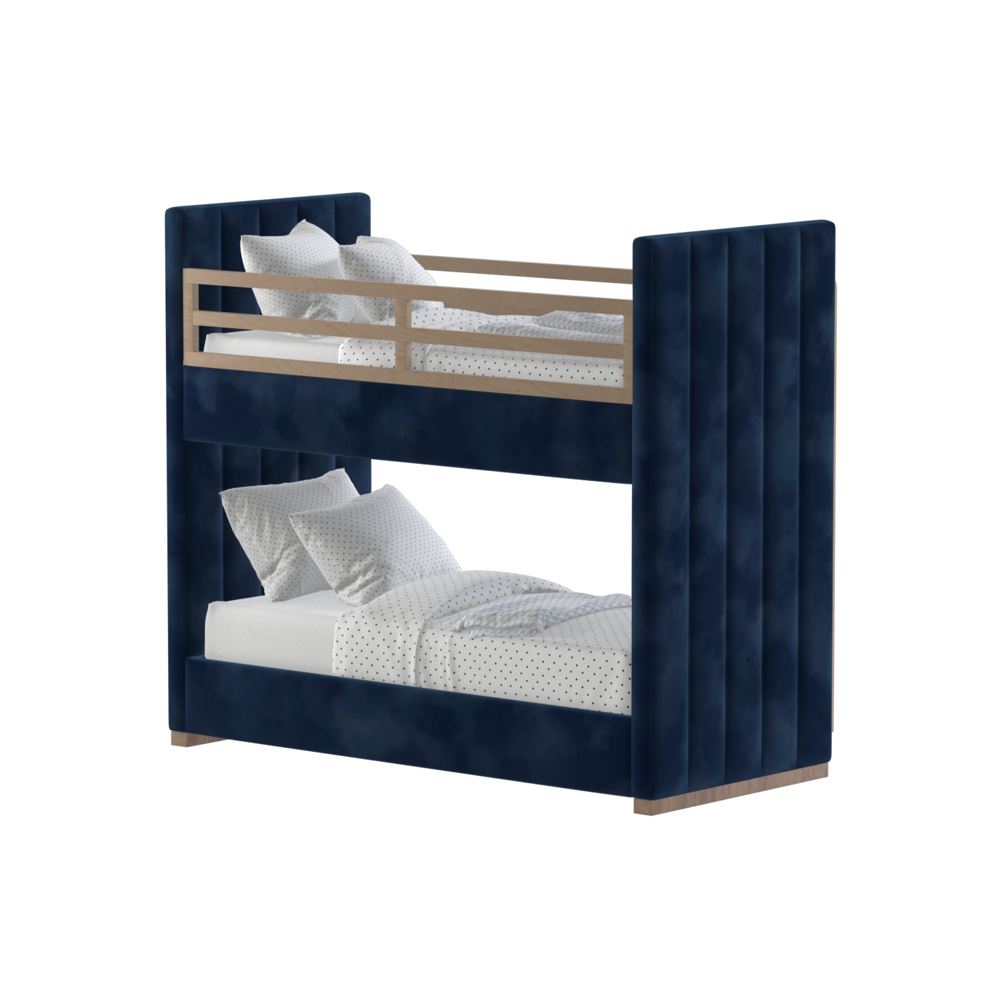 Paolo Bunk Bed with Soft Upholstery and Beechwood Accents