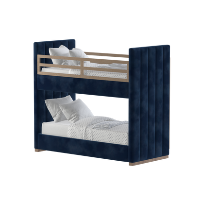 Paolo Bunk Bed with Soft Upholstery and Beechwood Accents