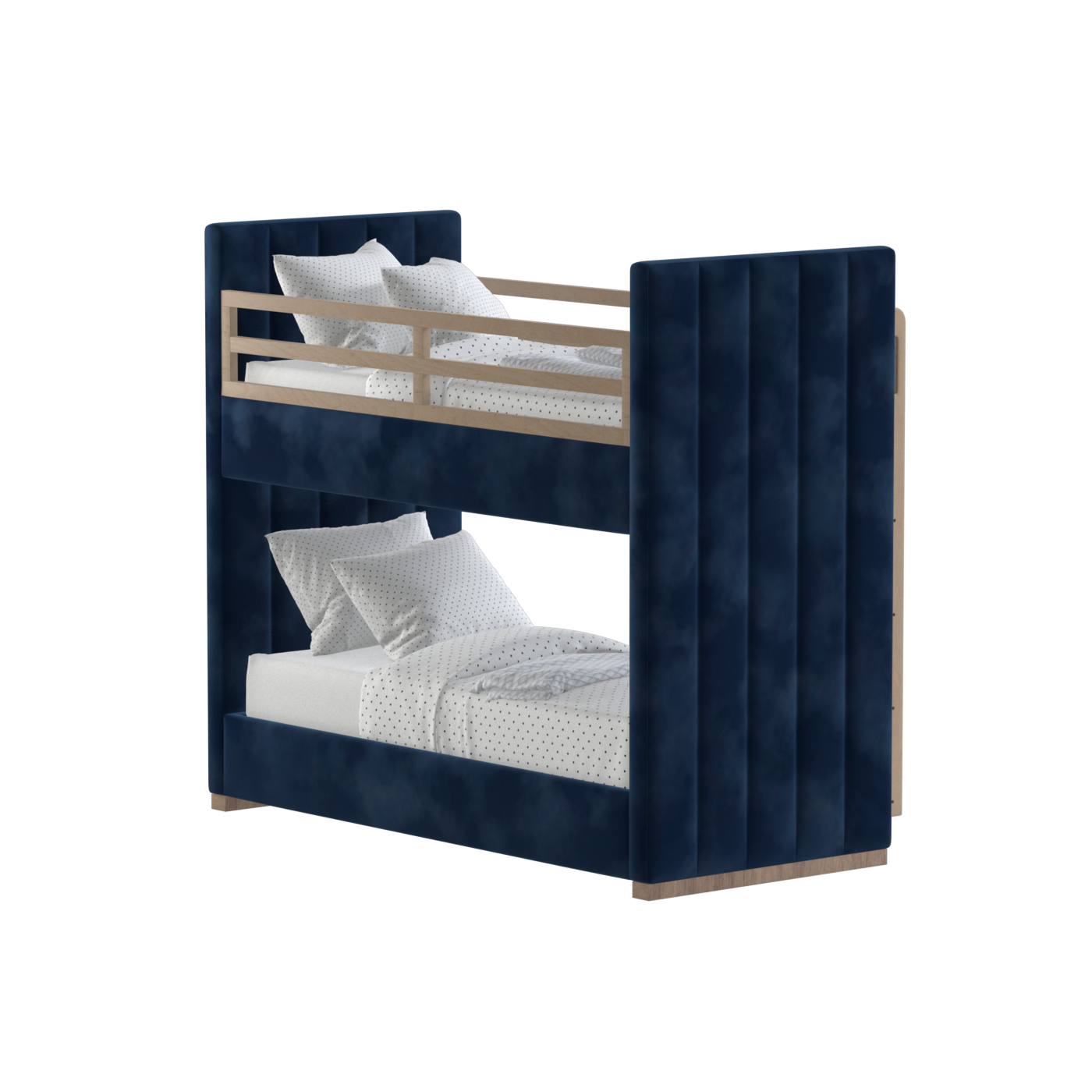 Paolo Bunk Bed with Soft Upholstery and Beechwood Accents