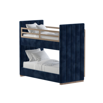 Paolo Bunk Bed with Soft Upholstery and Beechwood Accents