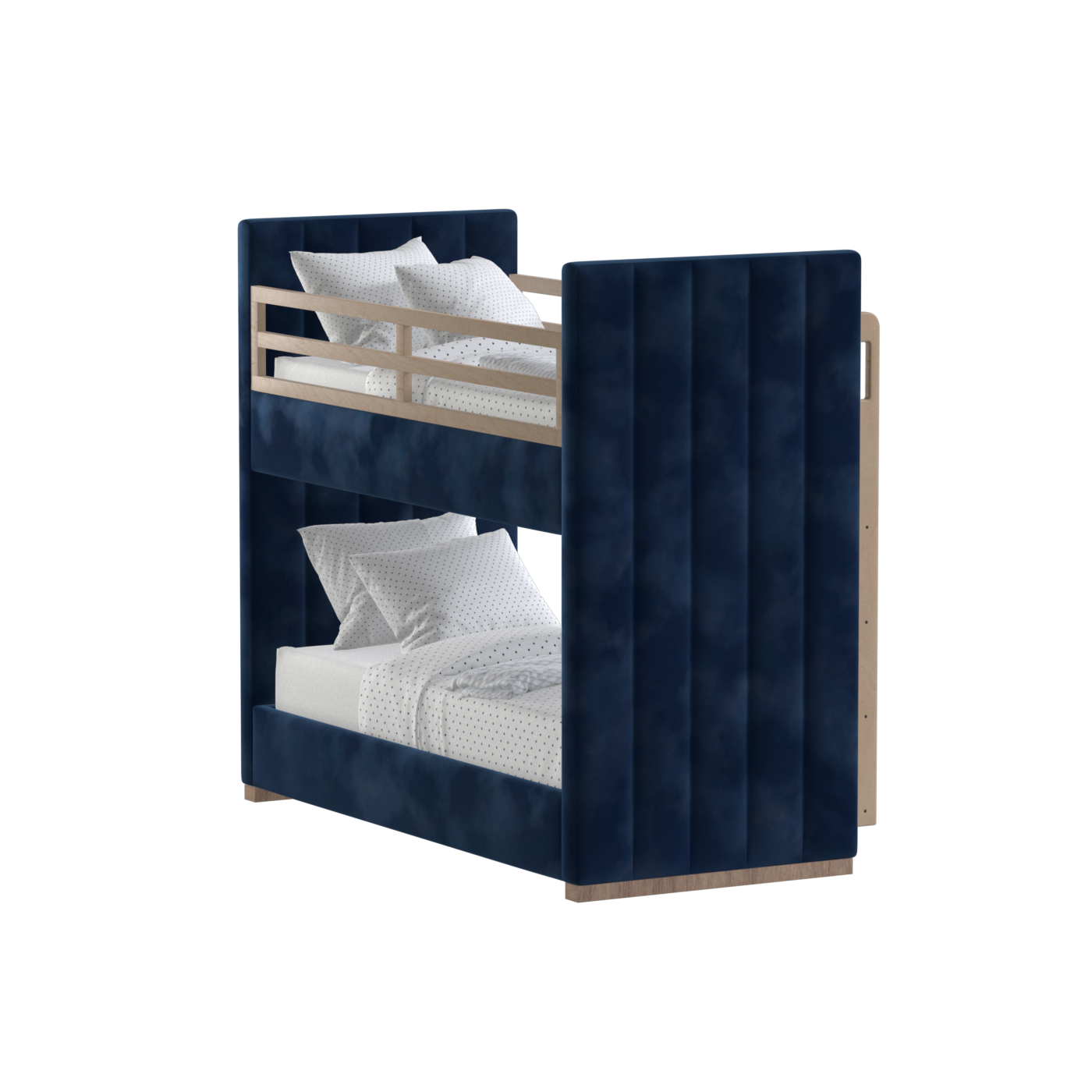 Paolo Bunk Bed with Soft Upholstery and Beechwood Accents