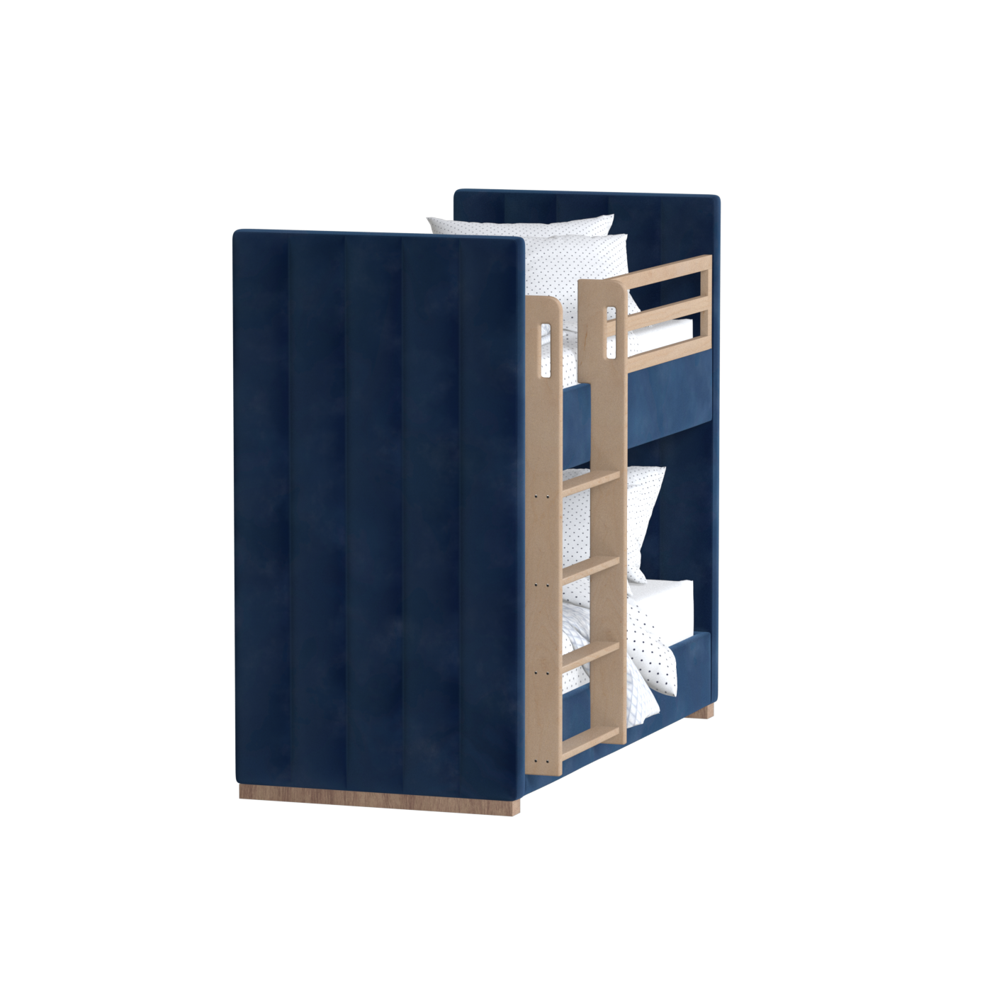 Paolo Bunk Bed with Soft Upholstery and Beechwood Accents