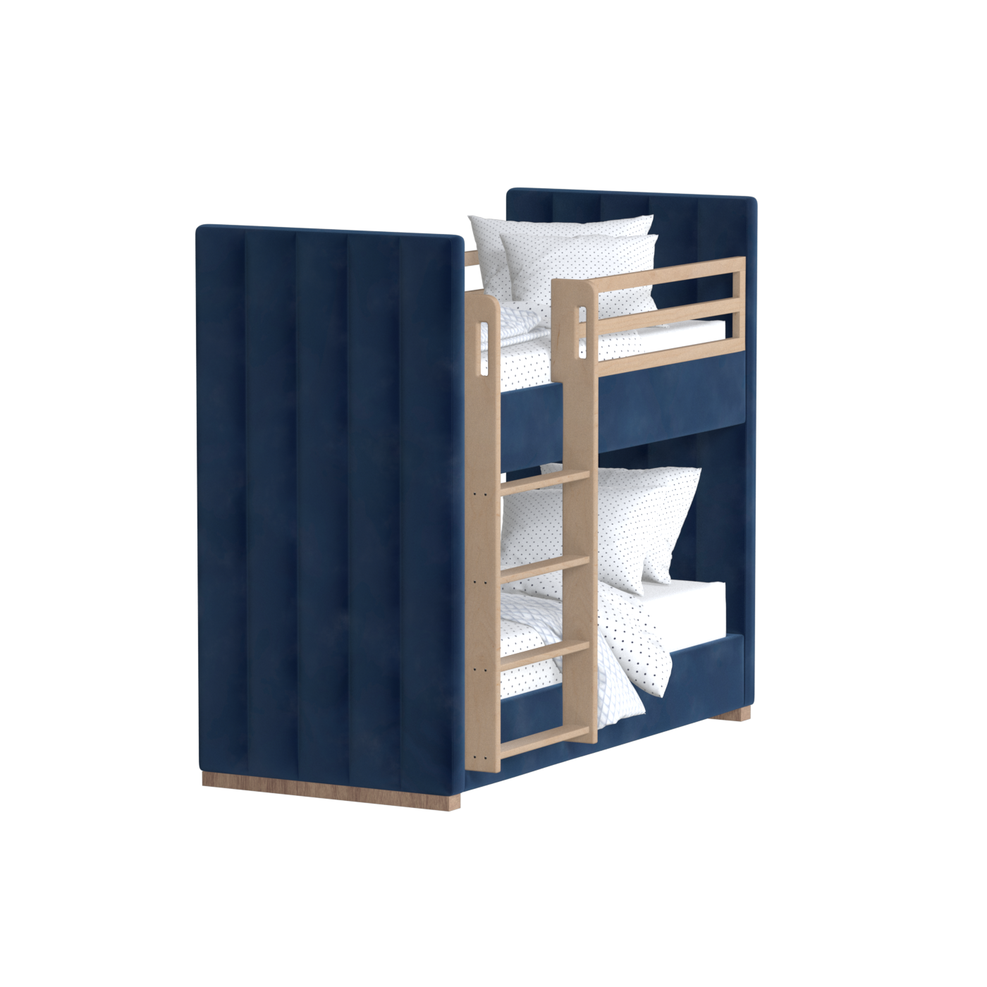 Paolo Bunk Bed with Soft Upholstery and Beechwood Accents
