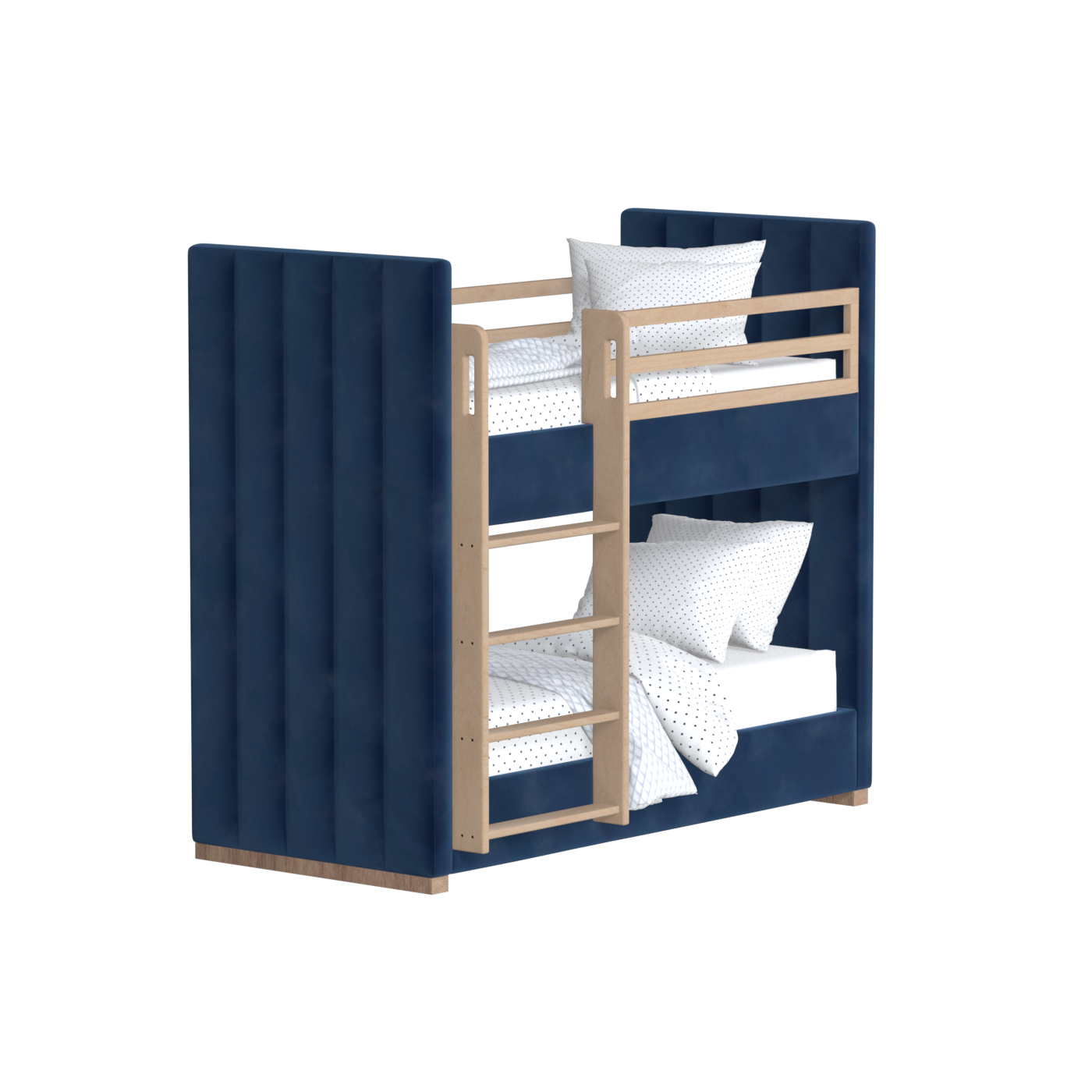 Paolo Bunk Bed with Soft Upholstery and Beechwood Accents