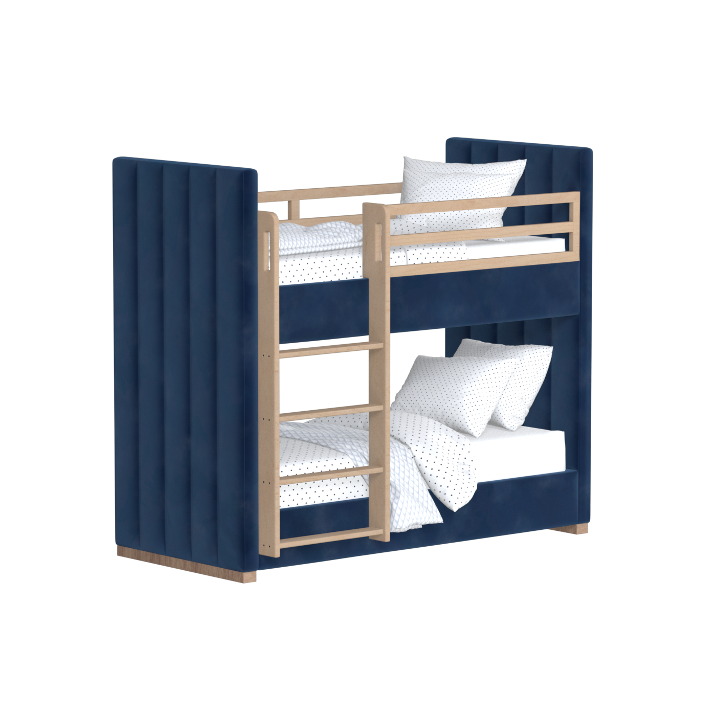 Paolo Bunk Bed with Soft Upholstery and Beechwood Accents