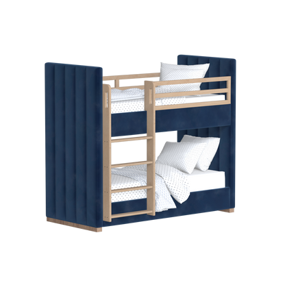 Paolo Bunk Bed with Soft Upholstery and Beechwood Accents
