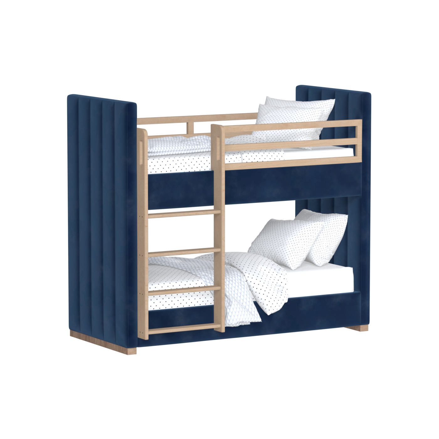 Paolo Bunk Bed with Soft Upholstery and Beechwood Accents