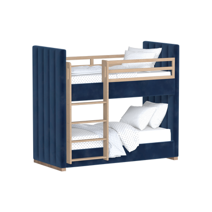 Paolo Bunk Bed with Soft Upholstery and Beechwood Accents