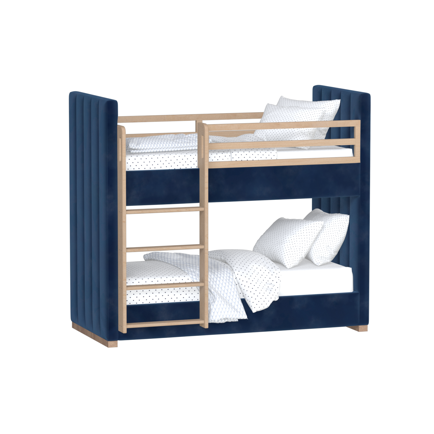 Paolo Bunk Bed with Soft Upholstery and Beechwood Accents