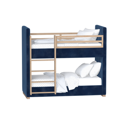 Paolo Bunk Bed with Soft Upholstery and Beechwood Accents