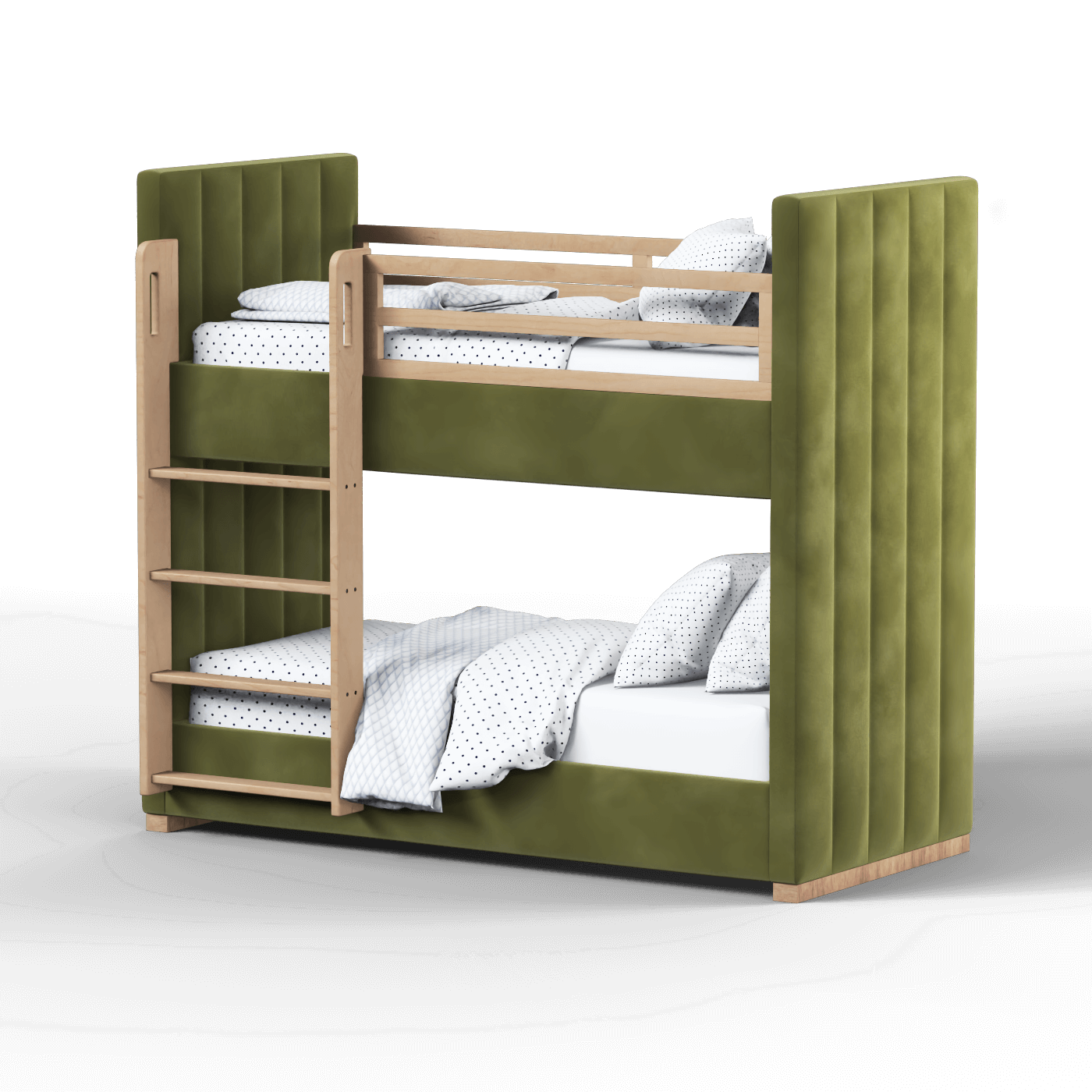 Paolo Bunk Bed with Soft Upholstery and Beechwood Accents