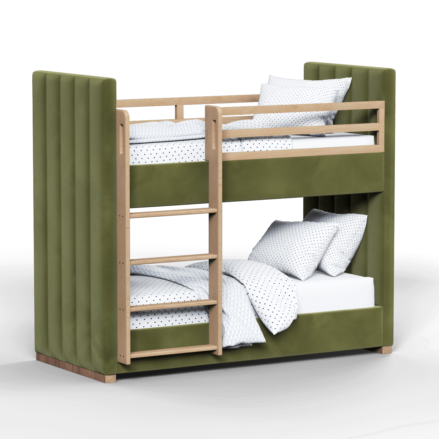 Paolo Bunk Bed with Soft Upholstery and Beechwood Accents