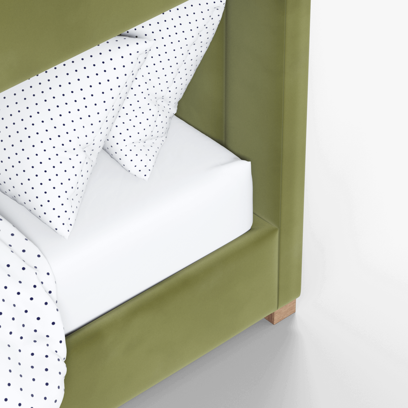 Paolo Bunk Bed with Soft Upholstery and Beechwood Accents