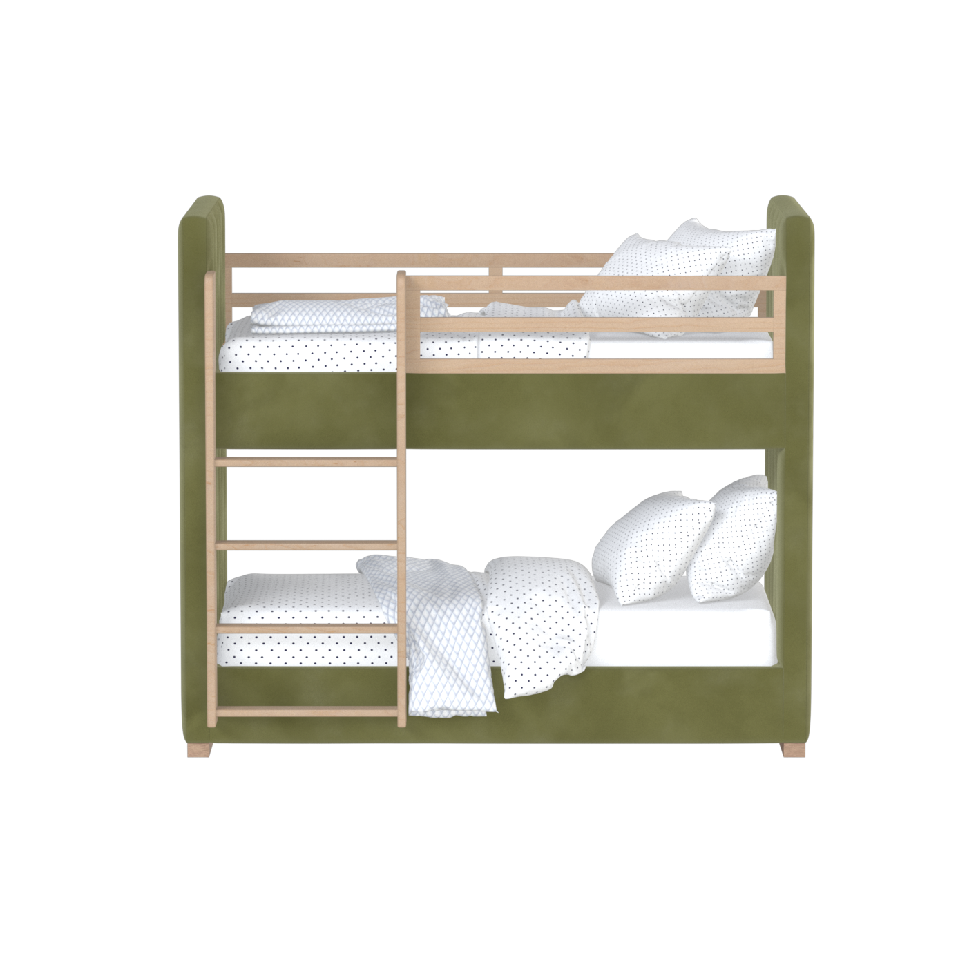 Paolo Bunk Bed with Soft Upholstery and Beechwood Accents