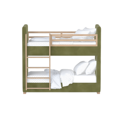 Paolo Bunk Bed with Soft Upholstery and Beechwood Accents