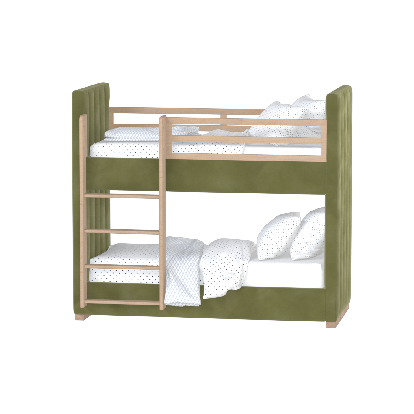 Paolo Bunk Bed with Soft Upholstery and Beechwood Accents