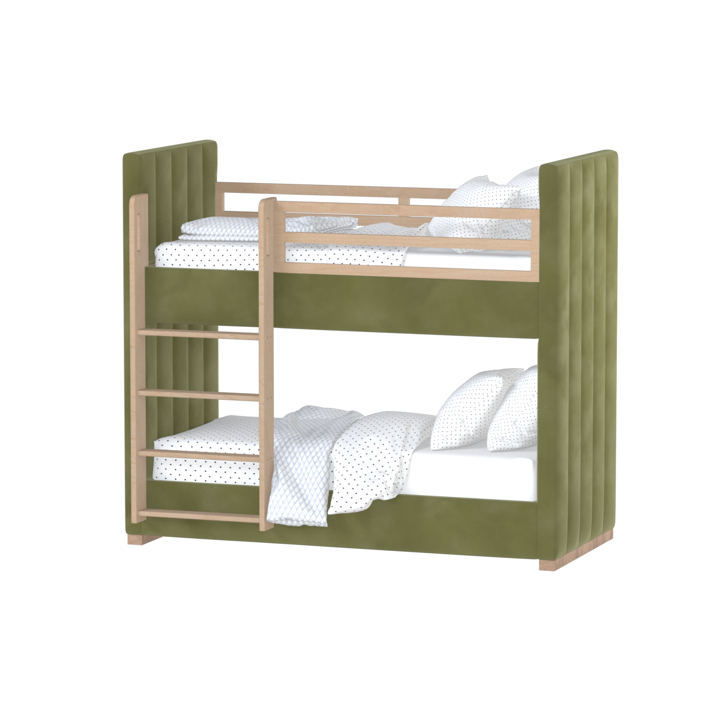 Paolo Bunk Bed with Soft Upholstery and Beechwood Accents