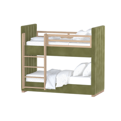 Paolo Bunk Bed with Soft Upholstery and Beechwood Accents