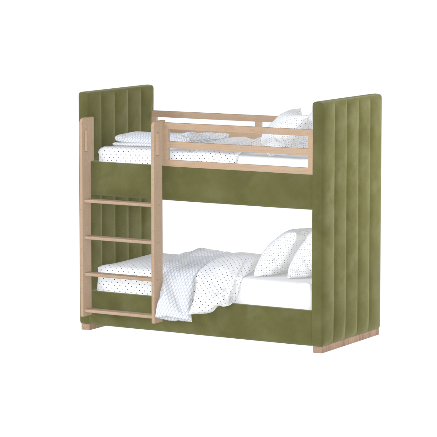Paolo Bunk Bed with Soft Upholstery and Beechwood Accents
