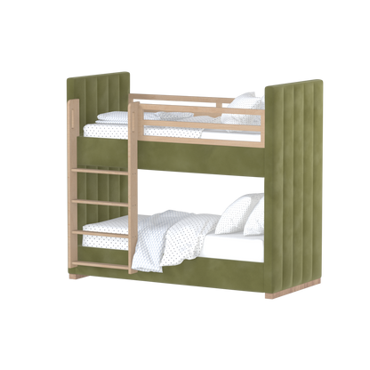 Paolo Bunk Bed with Soft Upholstery and Beechwood Accents