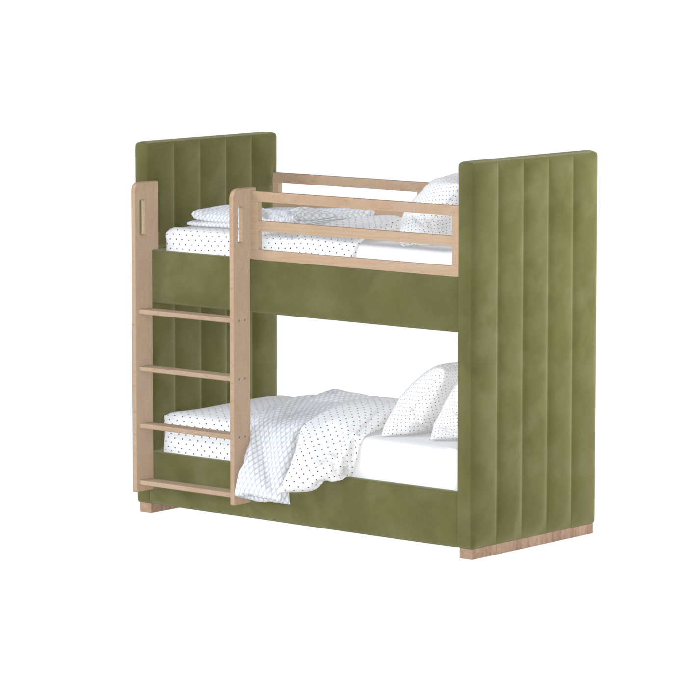 Paolo Bunk Bed with Soft Upholstery and Beechwood Accents