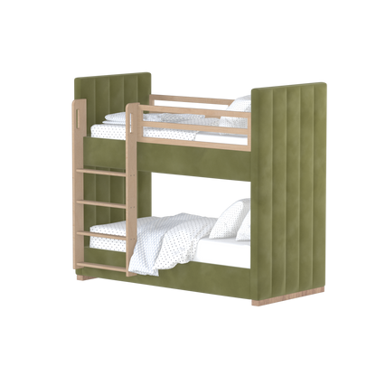 Paolo Bunk Bed with Soft Upholstery and Beechwood Accents