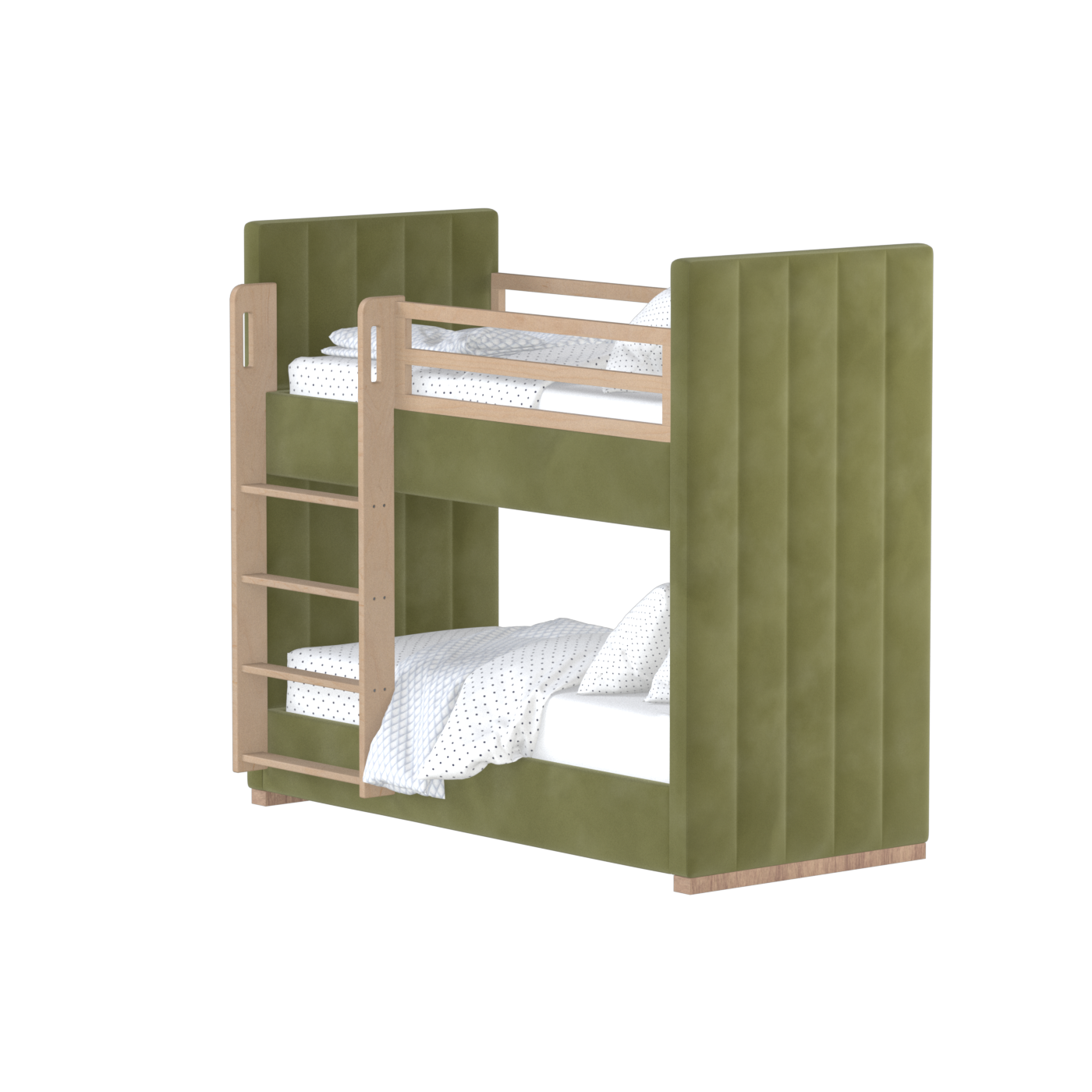Paolo Bunk Bed with Soft Upholstery and Beechwood Accents