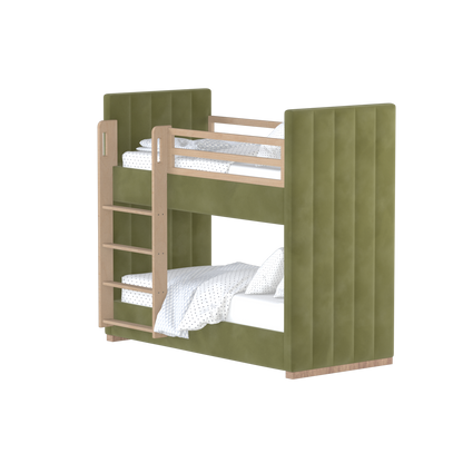 Paolo Bunk Bed with Soft Upholstery and Beechwood Accents