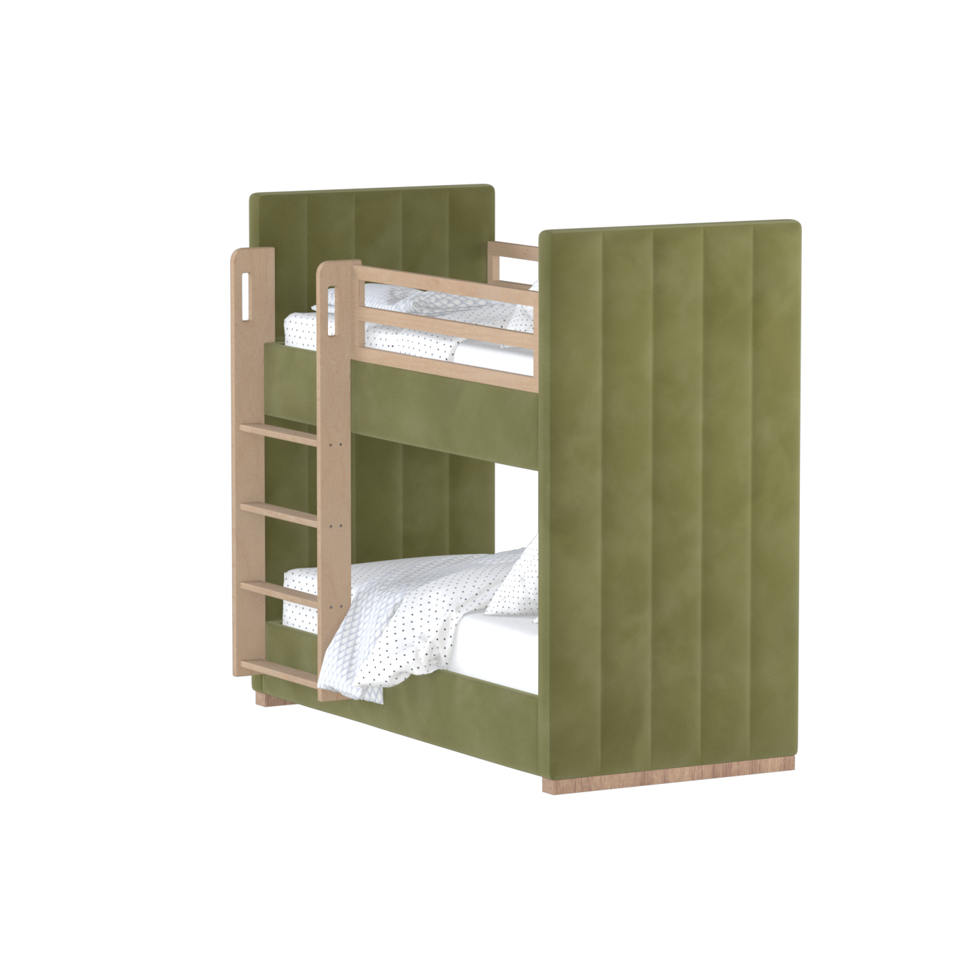 Paolo Bunk Bed with Soft Upholstery and Beechwood Accents