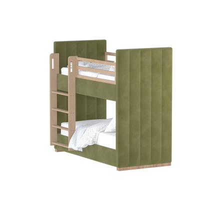 Paolo Bunk Bed with Soft Upholstery and Beechwood Accents